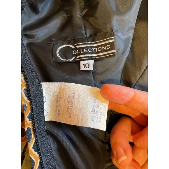 VTG Collection Tropical Safari Print Bodycon Knee Length Cocktail Dress Size 10 - Picture 9 of 11